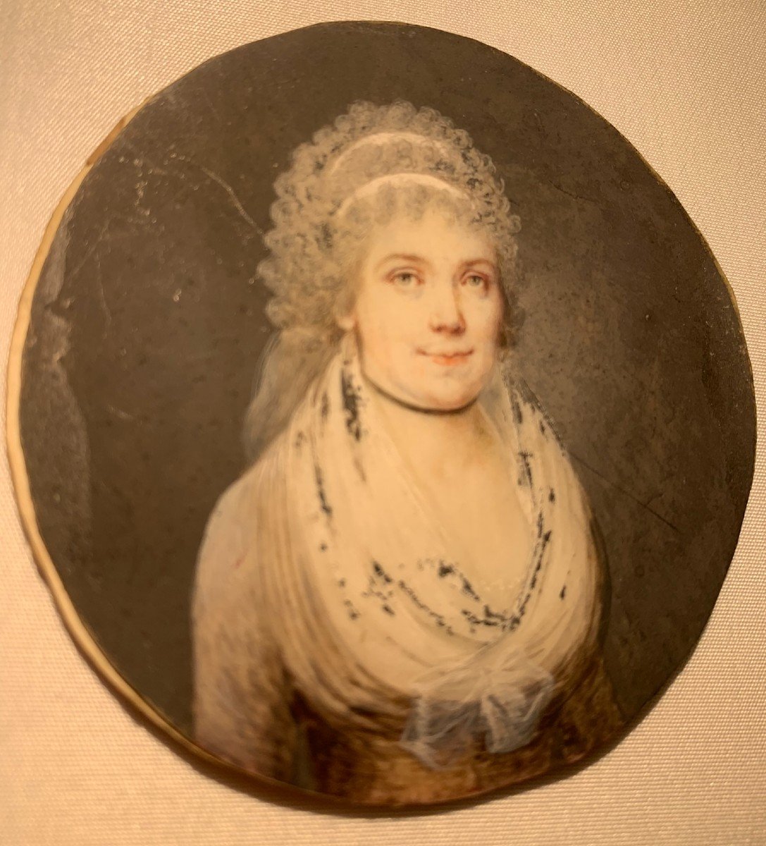 Miniatura ritratto  femminile. Epoca direttorio. 1790 circa .-photo-2