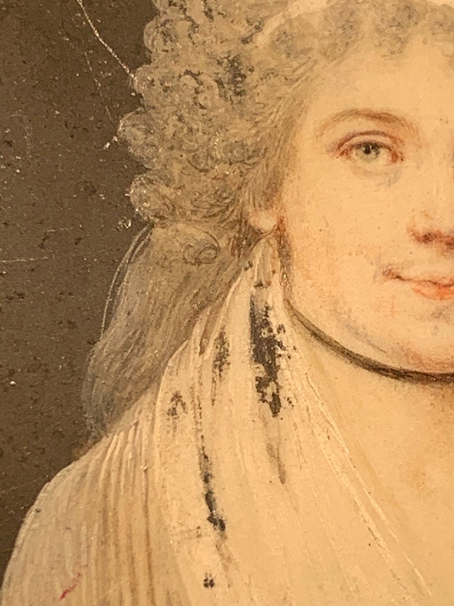 Miniatura ritratto  femminile. Epoca direttorio. 1790 circa .-photo-5