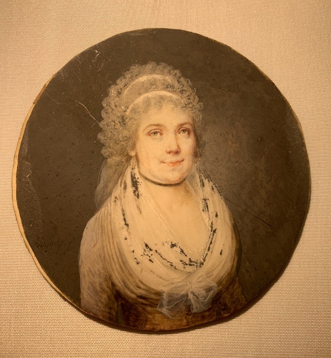 Miniatura ritratto  femminile. Epoca direttorio. 1790 circa .