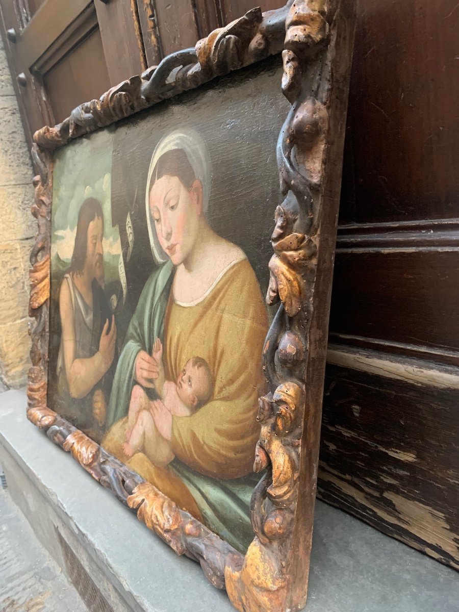 Inizio XVI secolo. Scuola veneziana. Madonna con Bambino e San Giovanni-photo-2