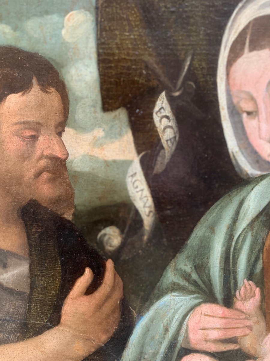 Inizio XVI secolo. Scuola veneziana. Madonna con Bambino e San Giovanni-photo-4