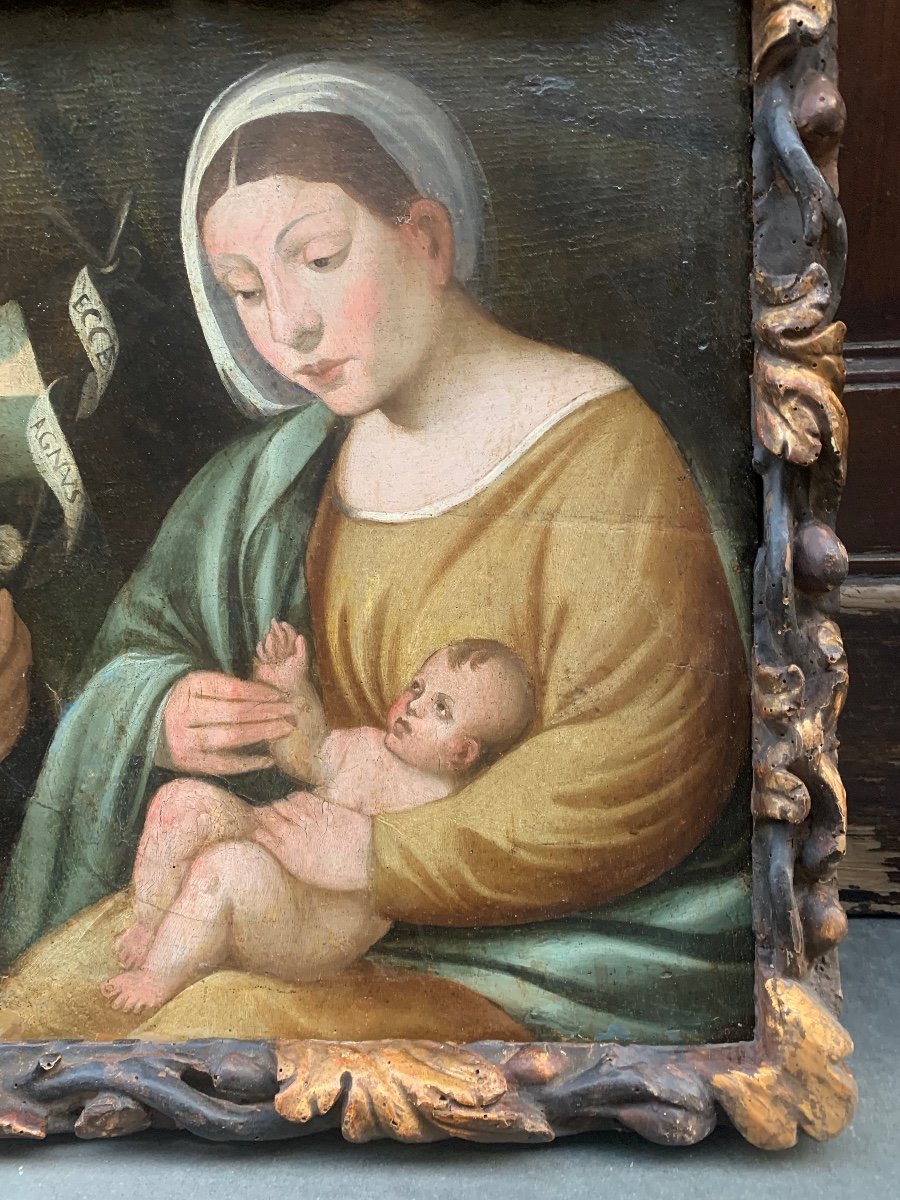 Inizio XVI secolo. Scuola veneziana. Madonna con Bambino e San Giovanni-photo-4