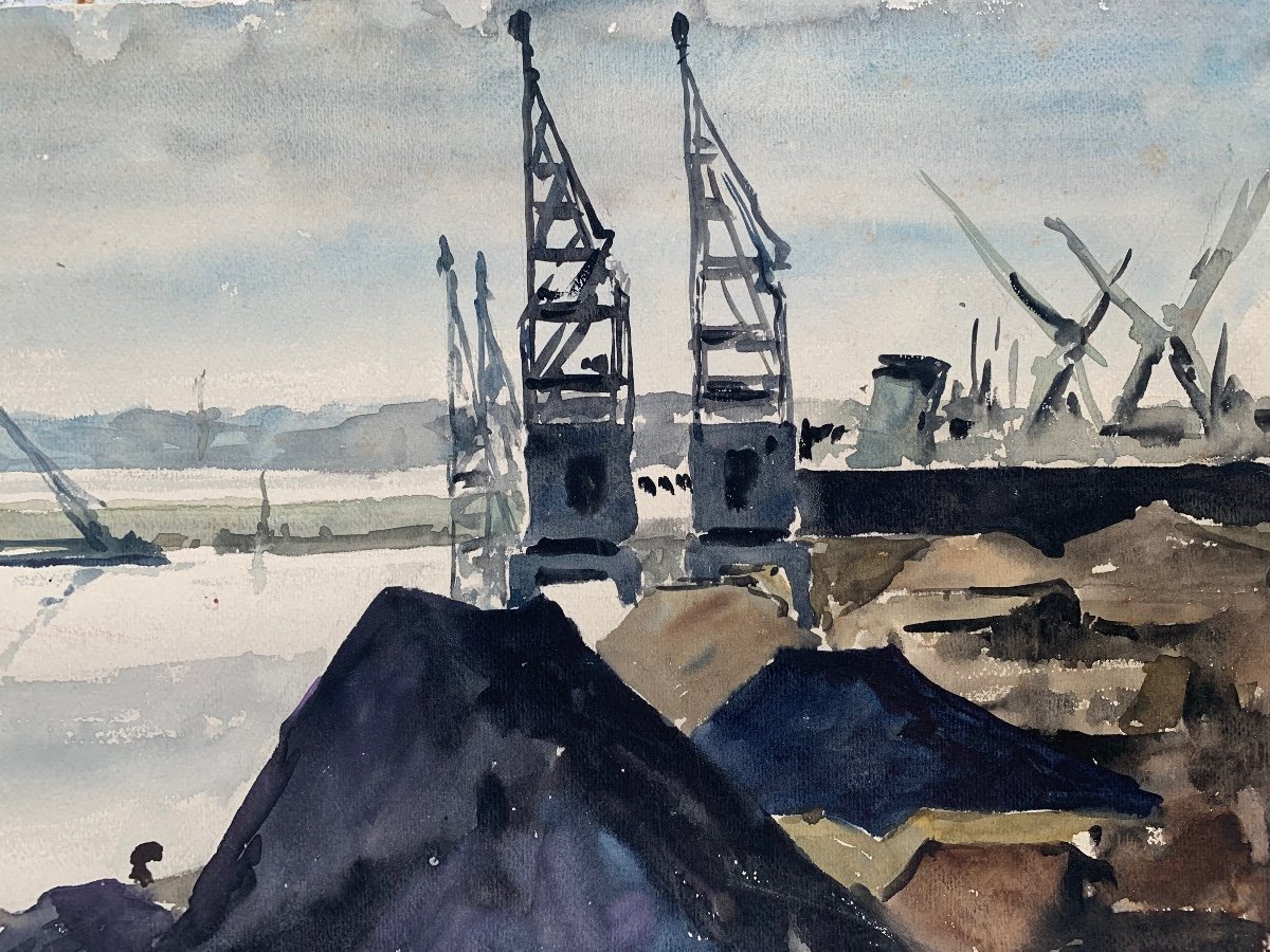 Le port de Terragon.  Aquarelle vers 1940-1950. -photo-2