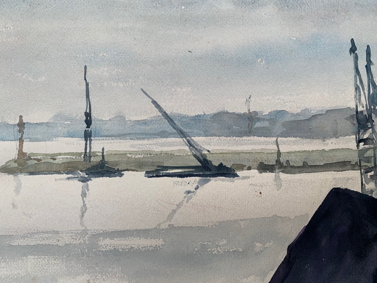 Le port de Terragon.  Aquarelle vers 1940-1950. -photo-3