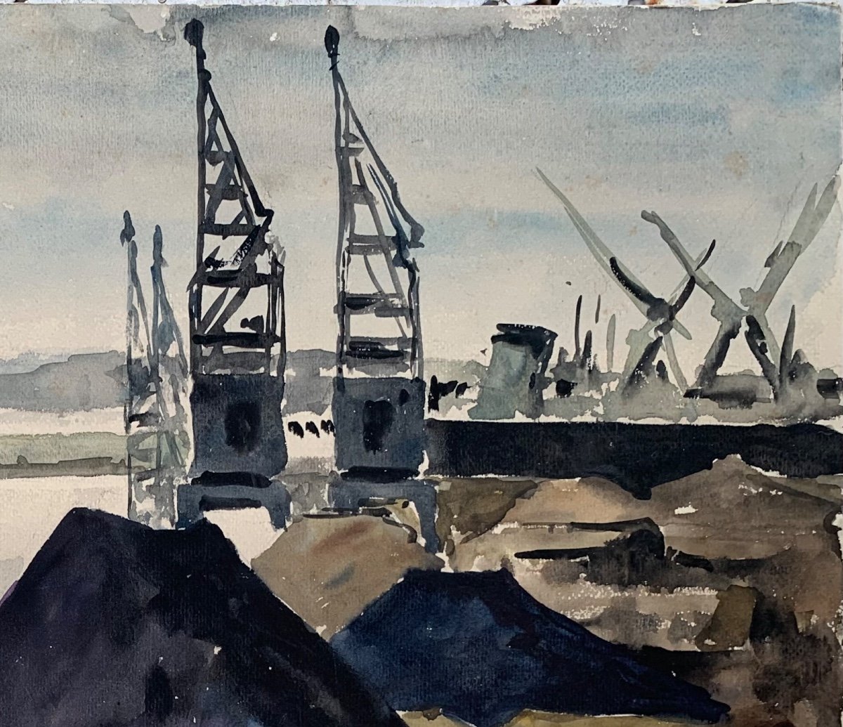 Le port de Terragon.  Aquarelle vers 1940-1950. -photo-5