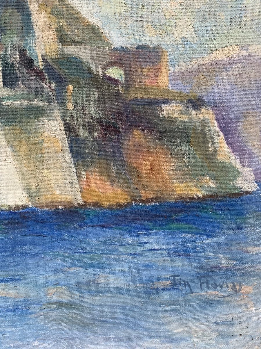 Corfù. Vecchia Fortezza veneziana sull’isola Greca. Firmato Tin Florias (1897-1969, greco)-photo-3