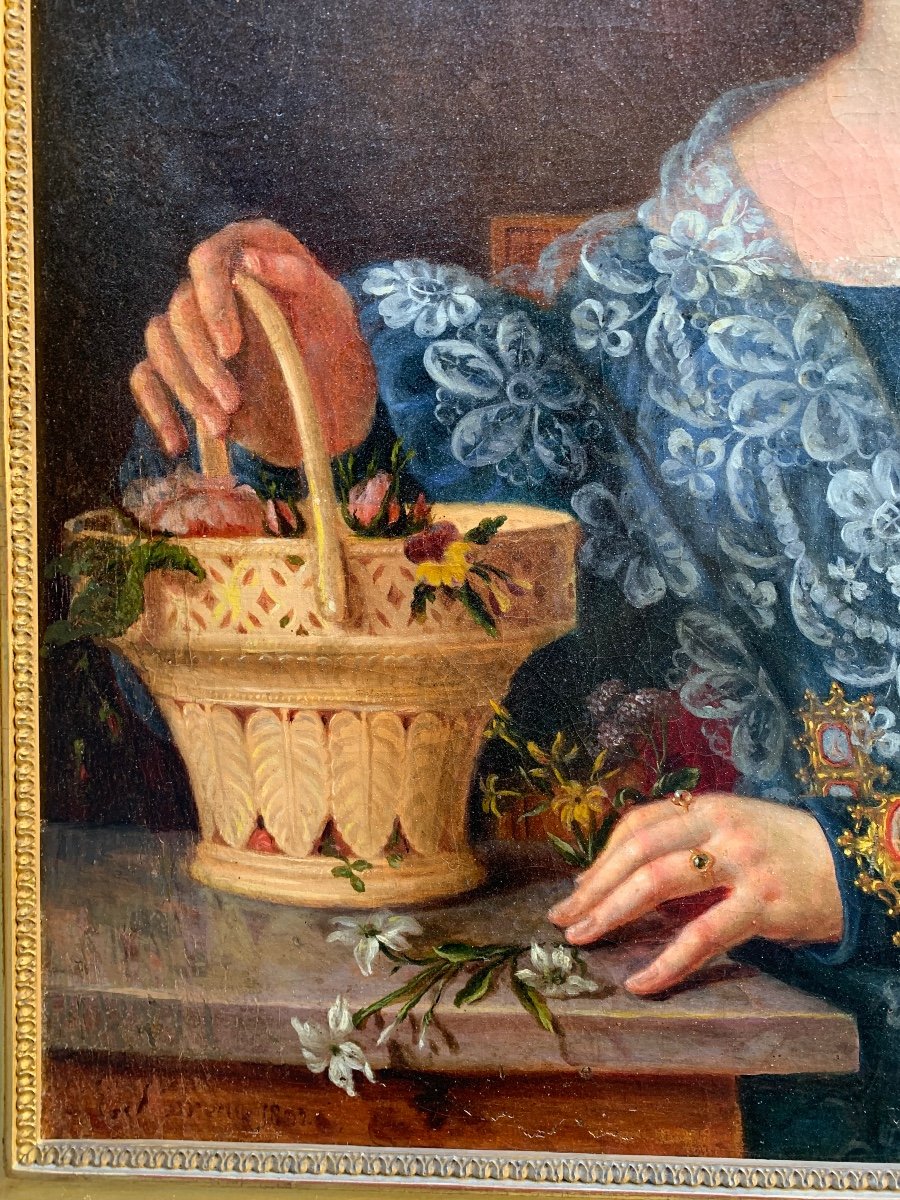 Dama, epoca 1830, ritratto con gioielli in micromosaico-photo-2