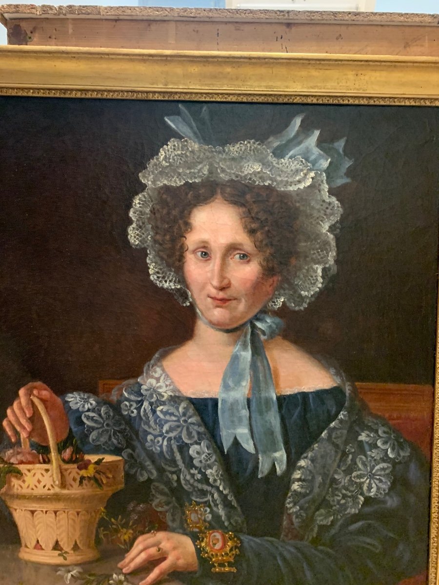 Dama, epoca 1830, ritratto con gioielli in micromosaico-photo-7