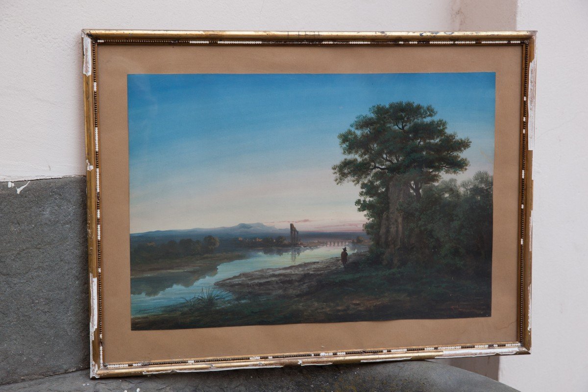 P. Pascal. Paesaggio con Pastore Ciociaro, il Ponte sul Tevere e le Rovine Antiche. 1880 ca.-photo-4