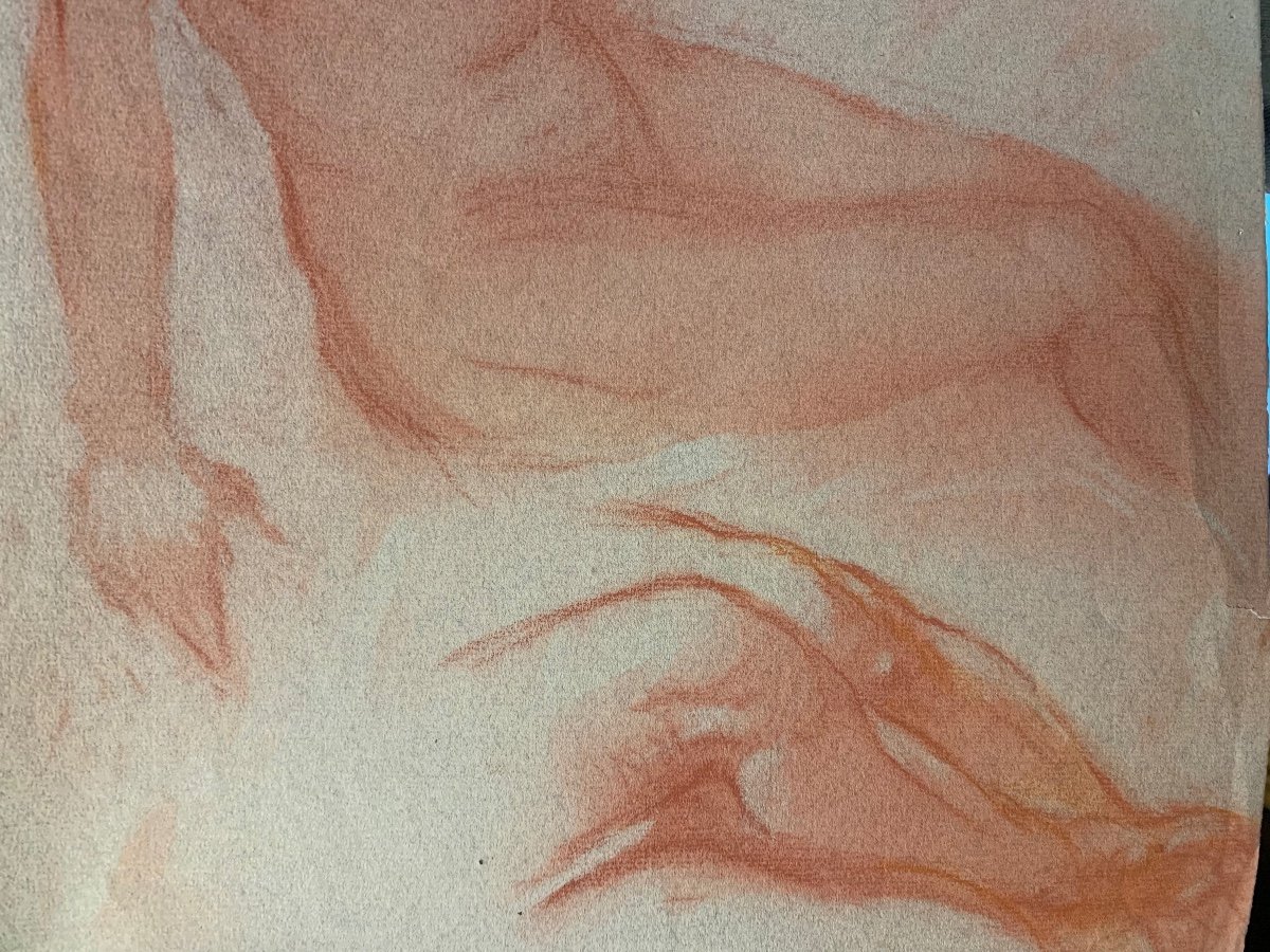 Studio di figura nuda femminile. Disegno a sanguigna su carta.-photo-7