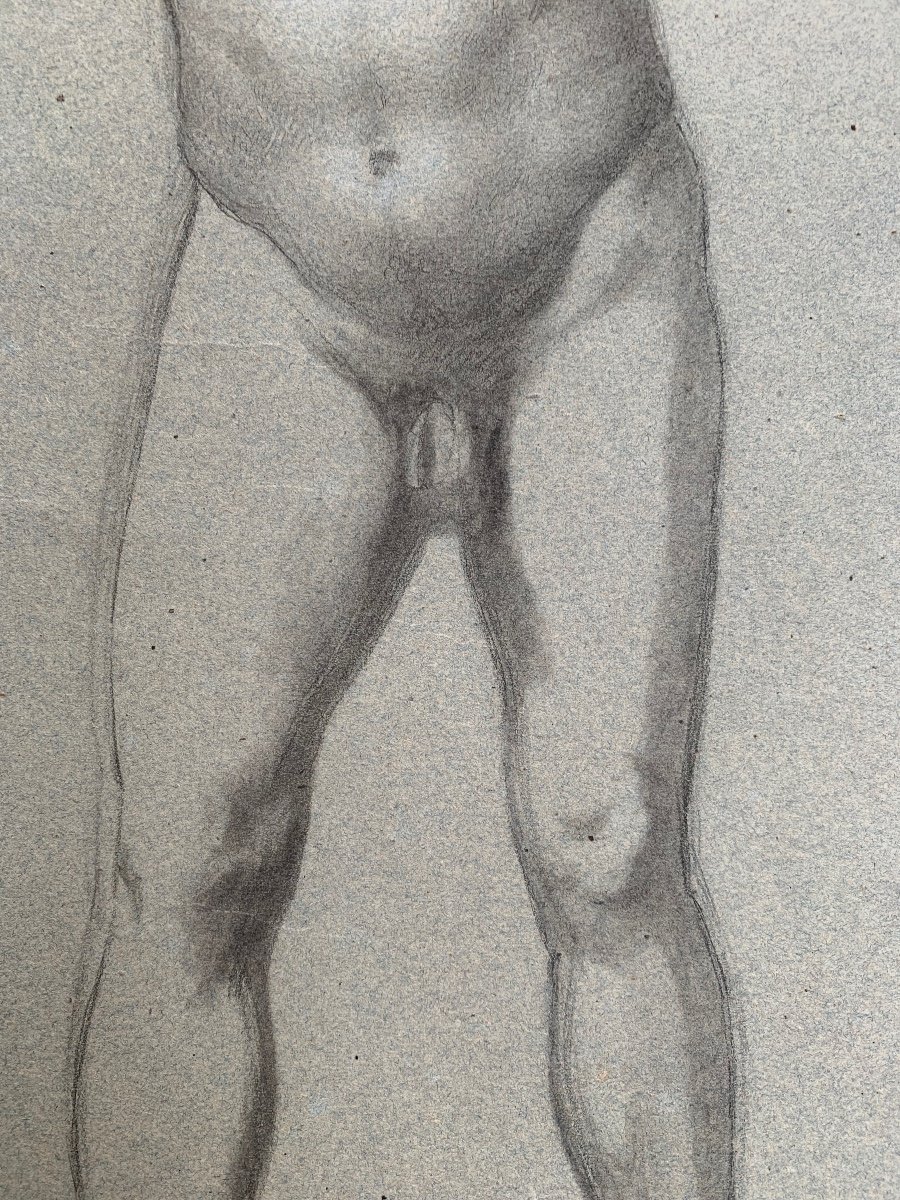 Studio anatomio preparatorio per figura del uomo con mani sul viso. XIX secolo.-photo-3