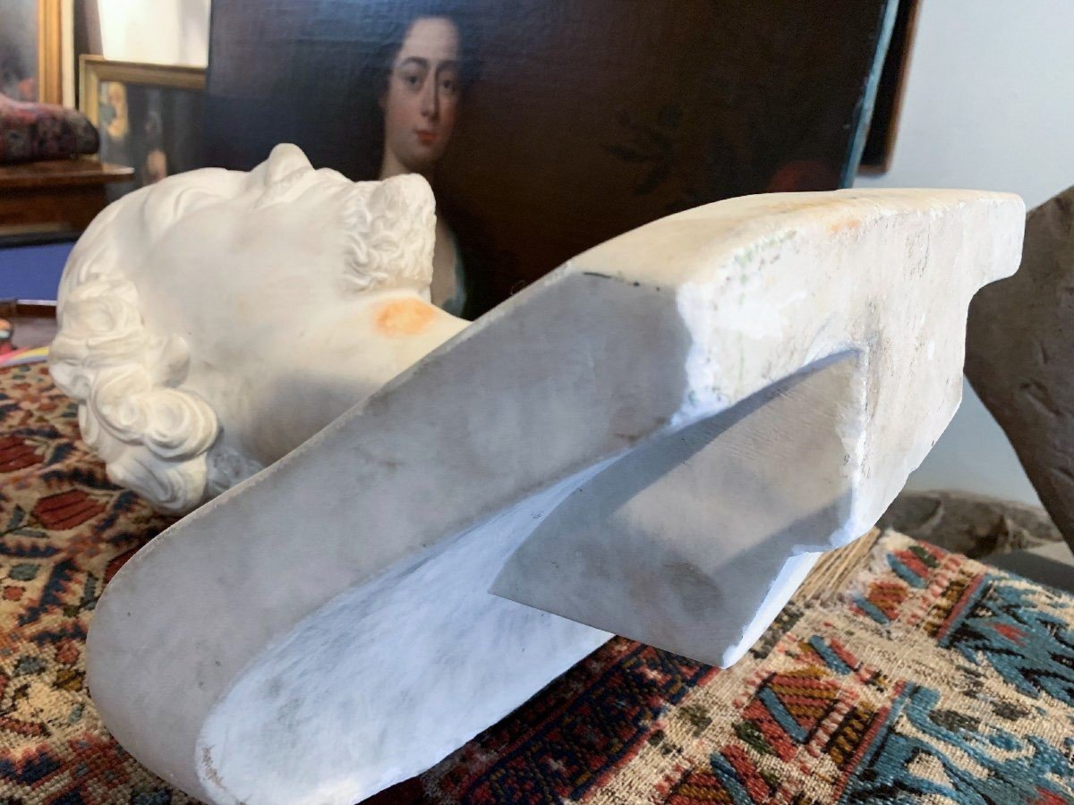 Busto maschile in marmo bianco statuario di Carrara. Ambito Toscano. Circa 1850. -photo-4