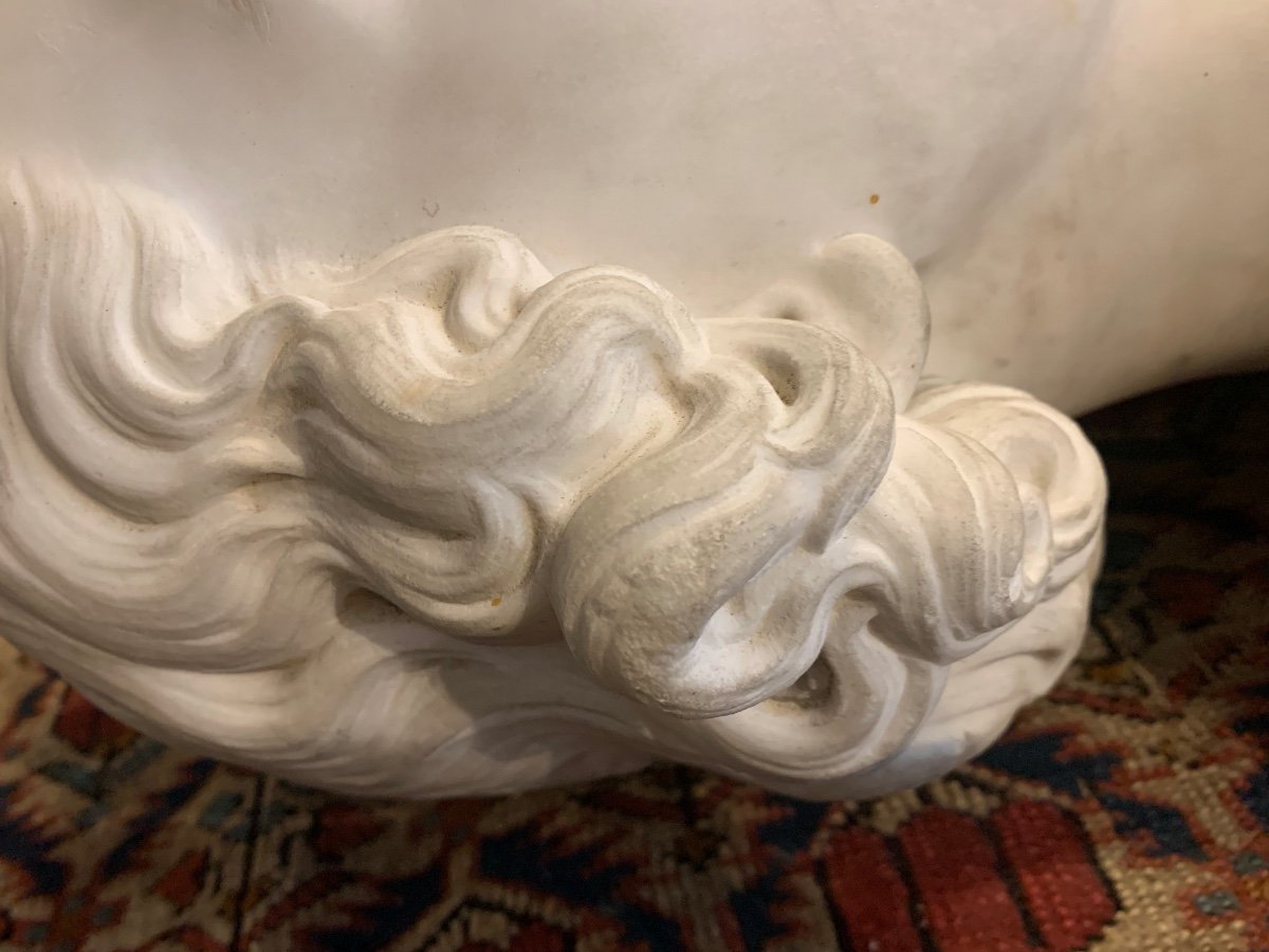 Busto maschile in marmo bianco statuario di Carrara. Ambito Toscano. Circa 1850. -photo-4