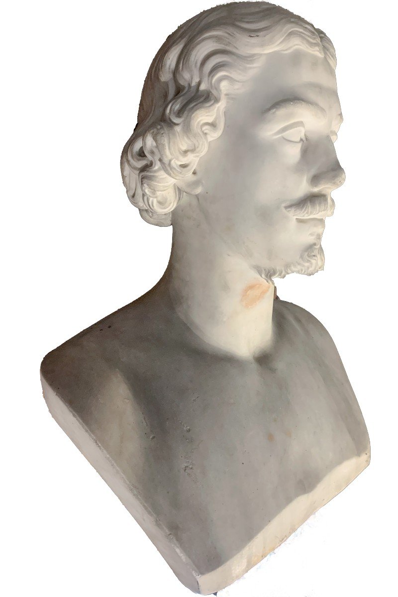 Busto maschile in marmo bianco statuario di Carrara. Ambito Toscano. Circa 1850. -photo-6