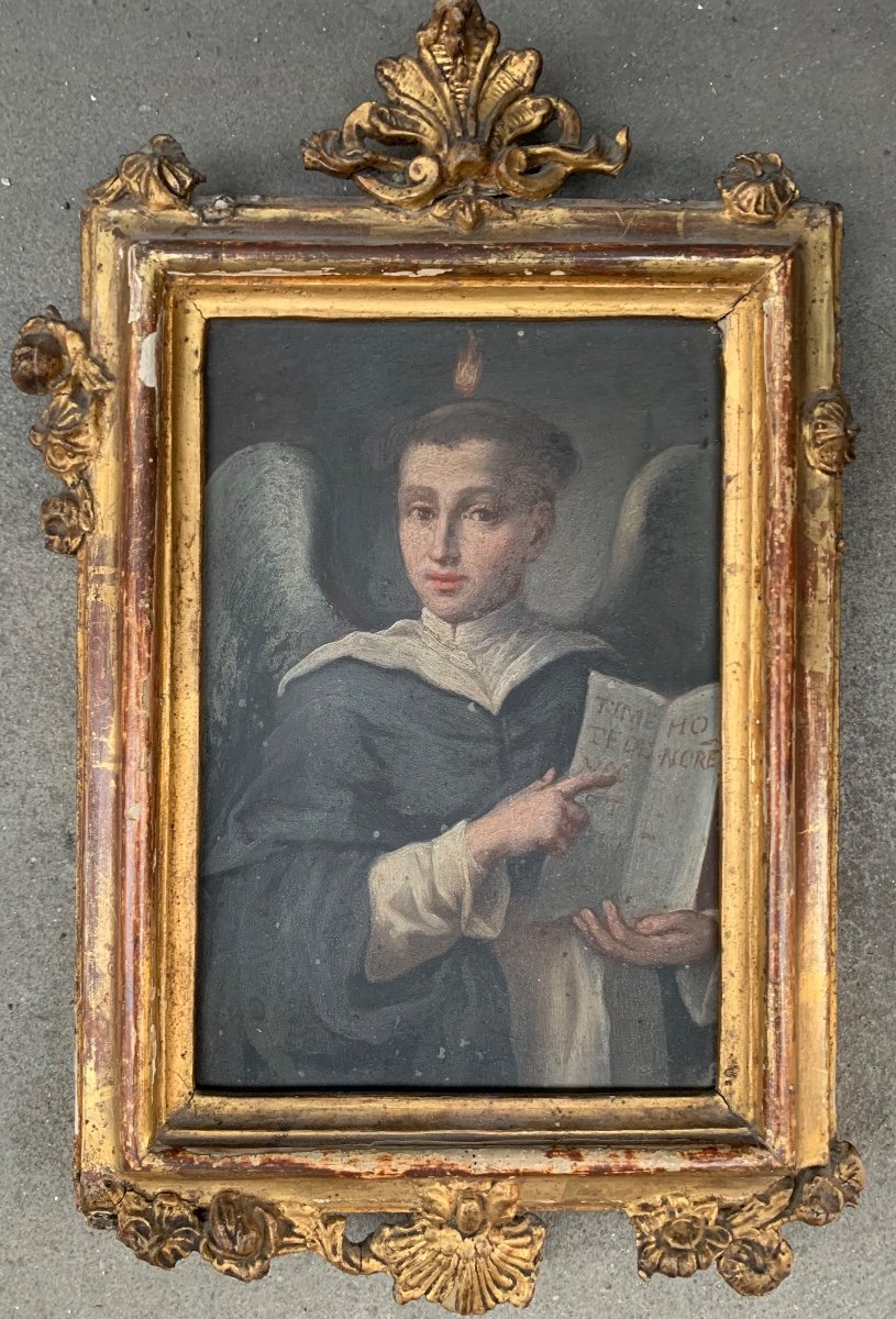 Dipinto su Marmo di S. Vincenzo Ferrer, XVII Secolo  TIMEO HOMINES ET DONA FERENTES.  