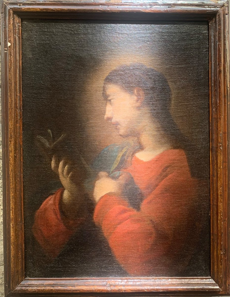 Madonna con il libro. Scuola Genovese. Seguace di Bernardo Strozzi. XVII secolo-photo-1