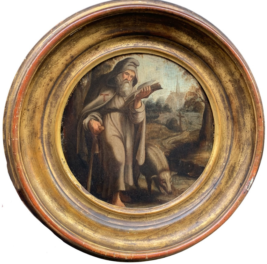 Sant’Antonio Abate in un paesaggio naturale. Scuola fiamminga, fine XVI inizio XVII secolo 