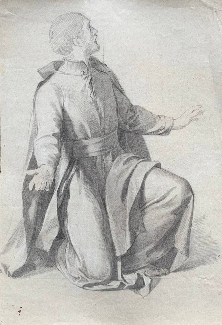 Studio di figura inginocchiata. Enrico Reffo , attribuito
