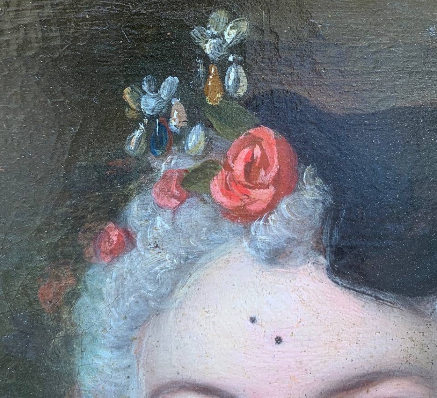 Dama in costume da carnevale, maschera, mouches e tremblants – ca. 1730. Ambito di Ch. Coypel-photo-2