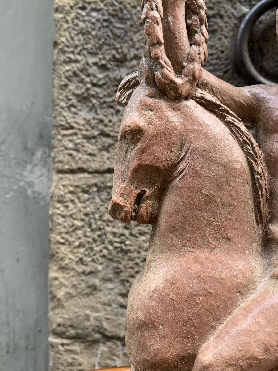 Eroe italico a cavallo, scultura in terracotta, Giorgio Rossi (1894–1981)-photo-2
