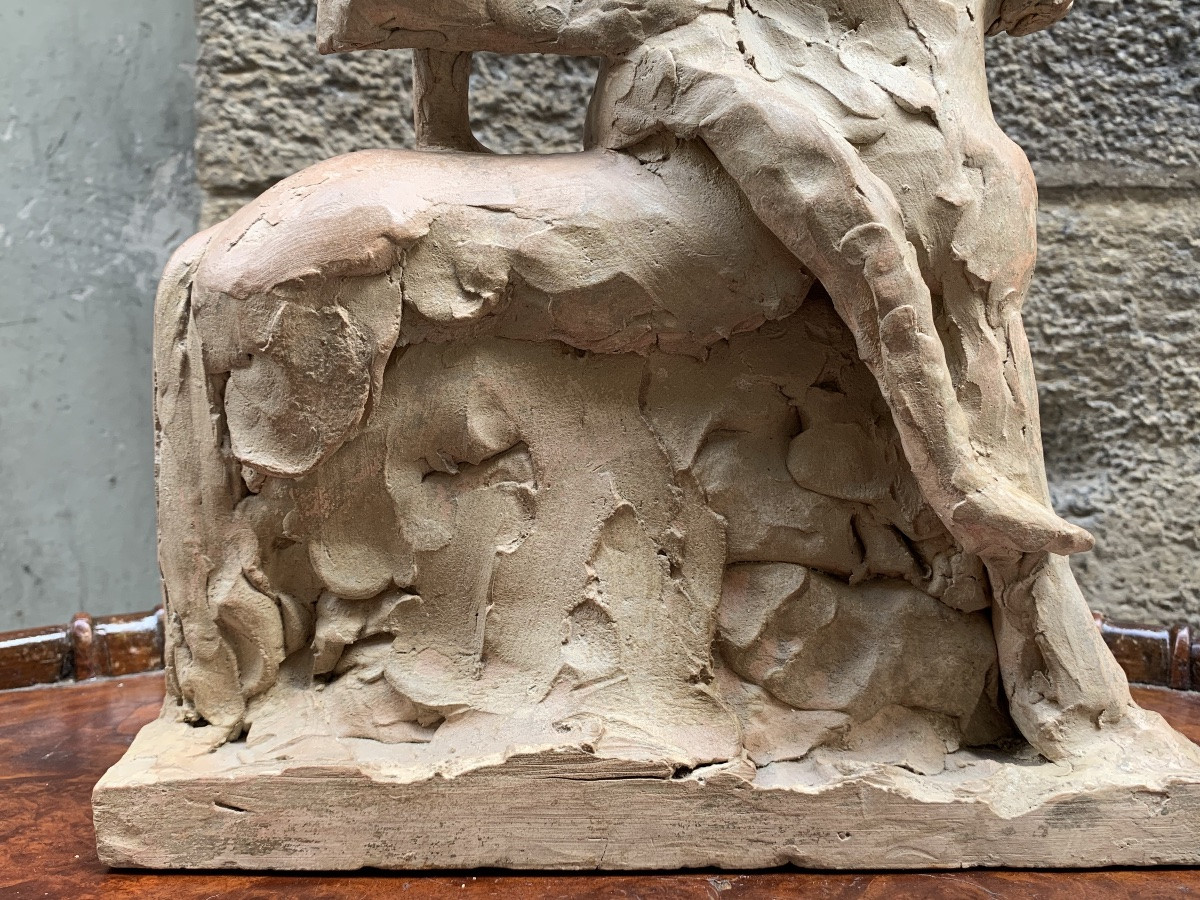 Eroe italico a cavallo, scultura in terracotta, Giorgio Rossi (1894–1981)-photo-6