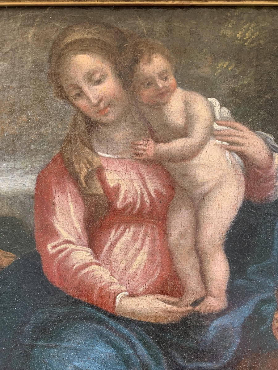Sacra Famiglia con San Giovannino. Scuola bolognese. XVII secolo-photo-2