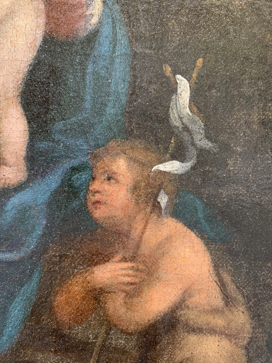 Sacra Famiglia con San Giovannino. Scuola bolognese. XVII secolo-photo-4