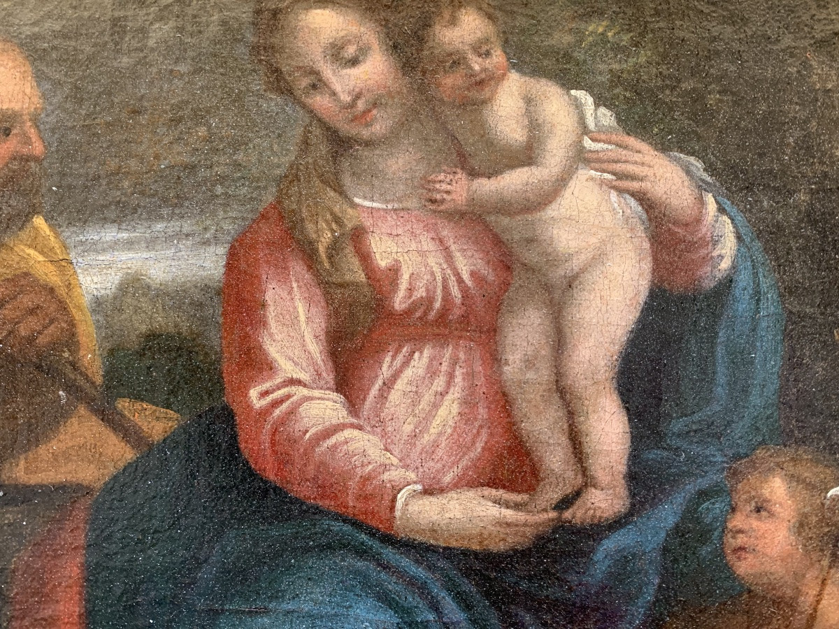 Sacra Famiglia con San Giovannino. Scuola bolognese. XVII secolo-photo-4