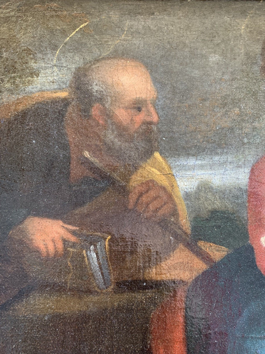 Sacra Famiglia con San Giovannino. Scuola bolognese. XVII secolo-photo-5