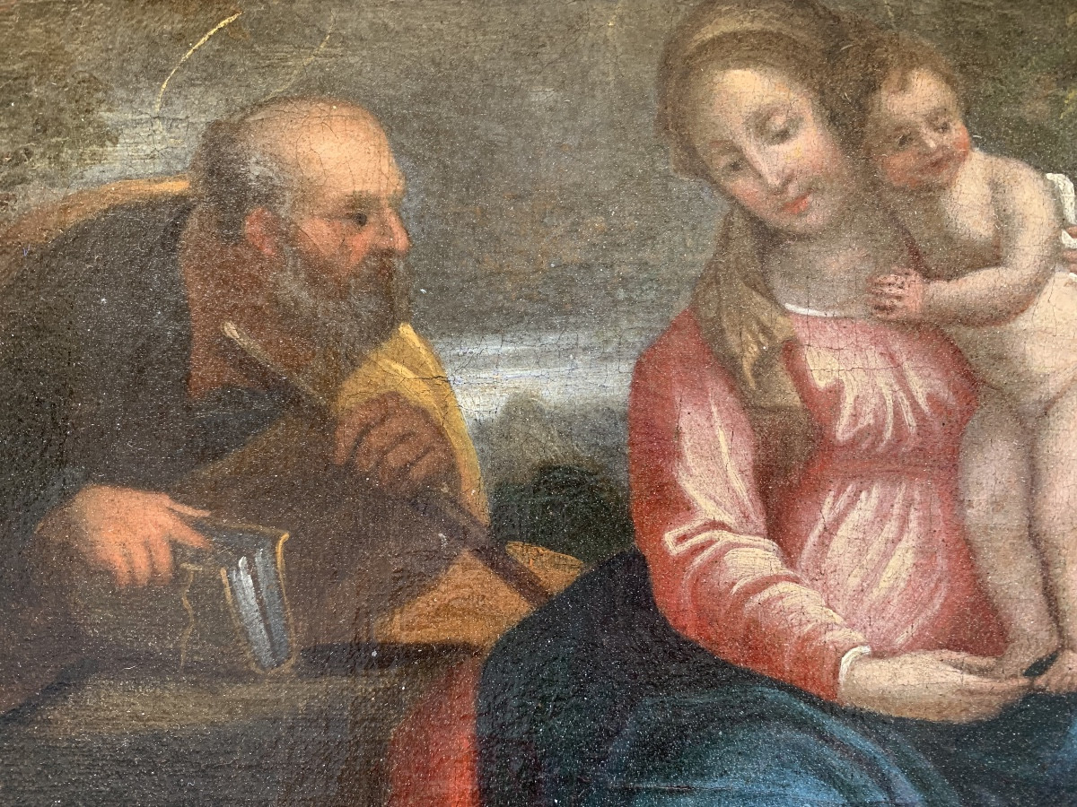 Sacra Famiglia con San Giovannino. Scuola bolognese. XVII secolo-photo-8