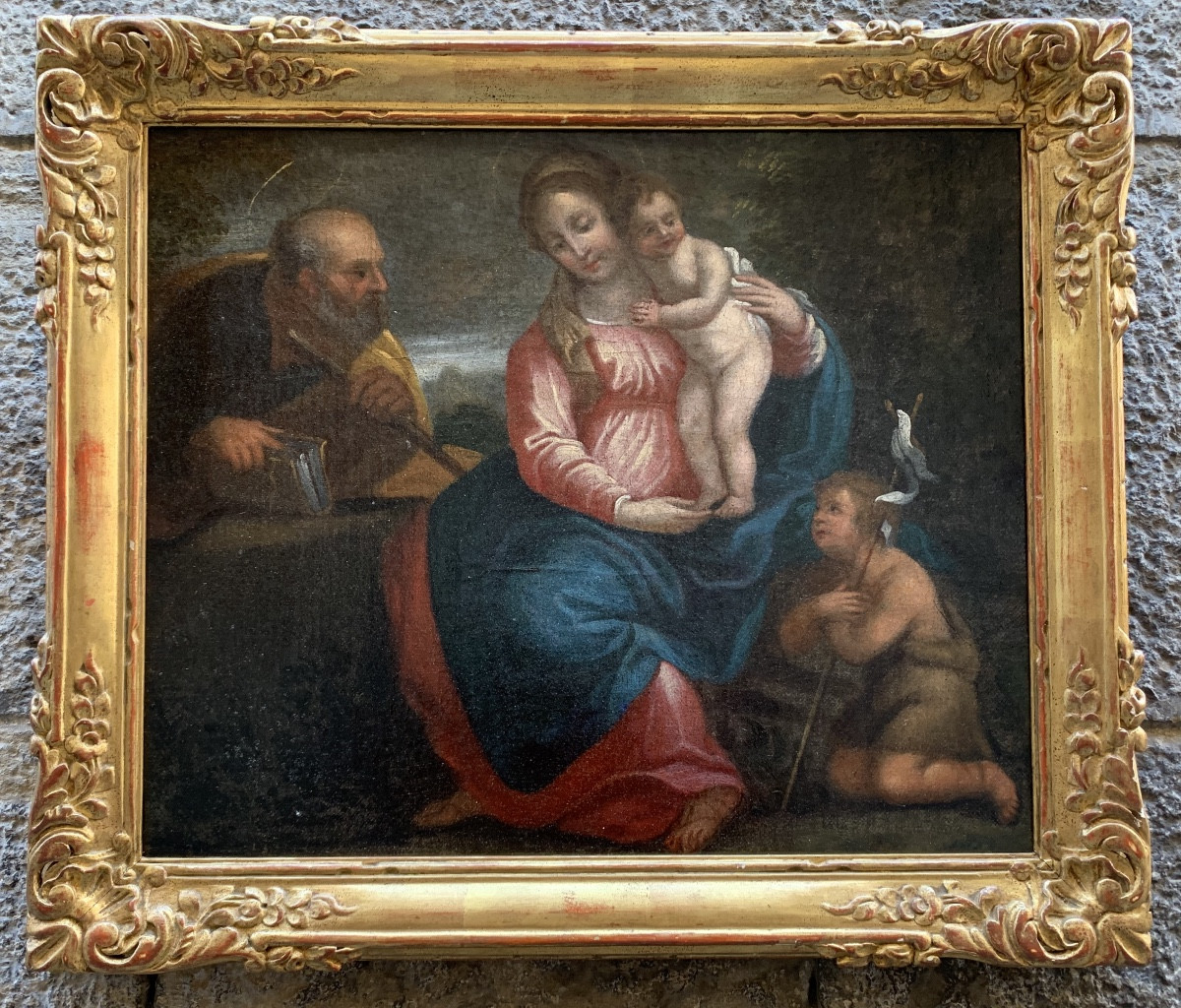 Sacra Famiglia con San Giovannino. Scuola bolognese. XVII secolo