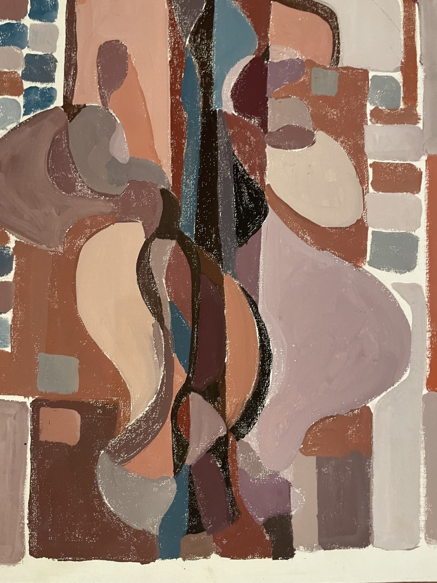 Composizione astratta geometrica con silhouette femminile – circa anni 1970 -photo-6