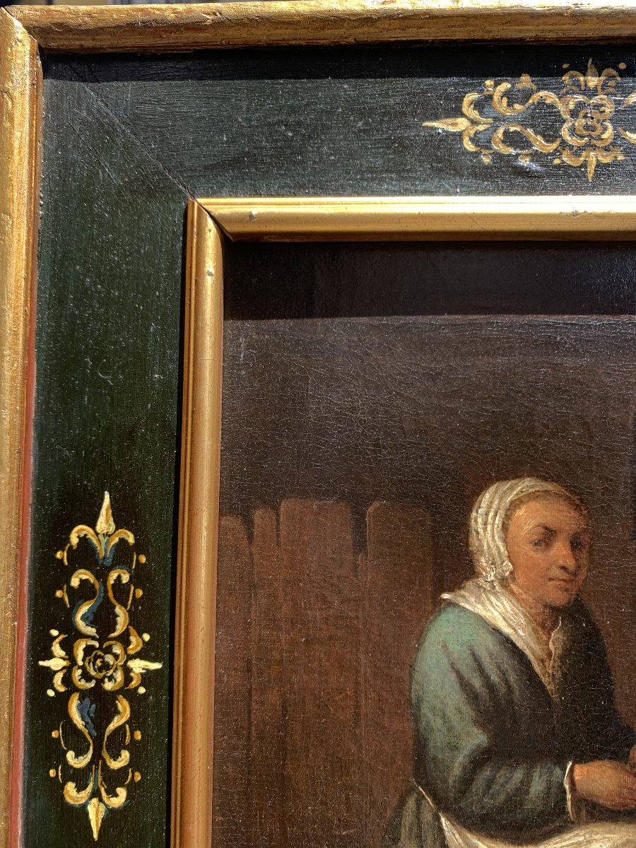Scuola olandese, fine XVII – inizio XVIII secolo Scena con cuoca che pela mele-photo-2