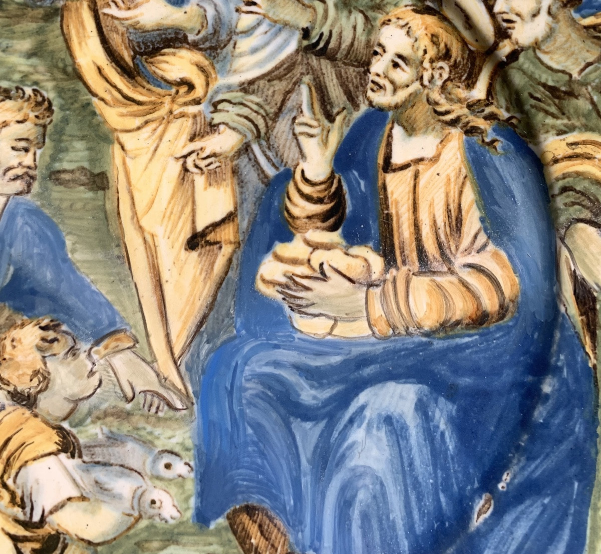 Maiolica di Castelli, piattello con il miracolo dei pani e dei pesci, metà XVIII secolo -photo-2