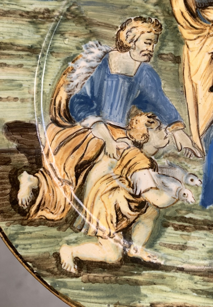 Maiolica di Castelli, piattello con il miracolo dei pani e dei pesci, metà XVIII secolo -photo-4