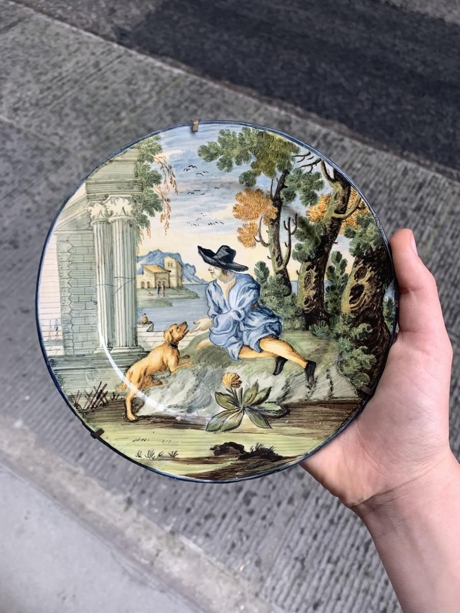 Maiolica di Castelli, piattello con il miracolo dei pani e dei pesci, metà XVIII secolo -photo-8
