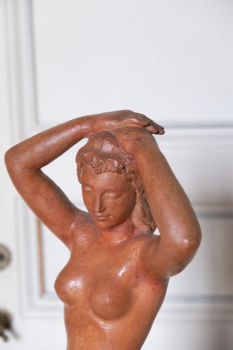 Scultore toscano del Novecento – Nudo di donna con le braccia alzate, datato 1945-photo-2