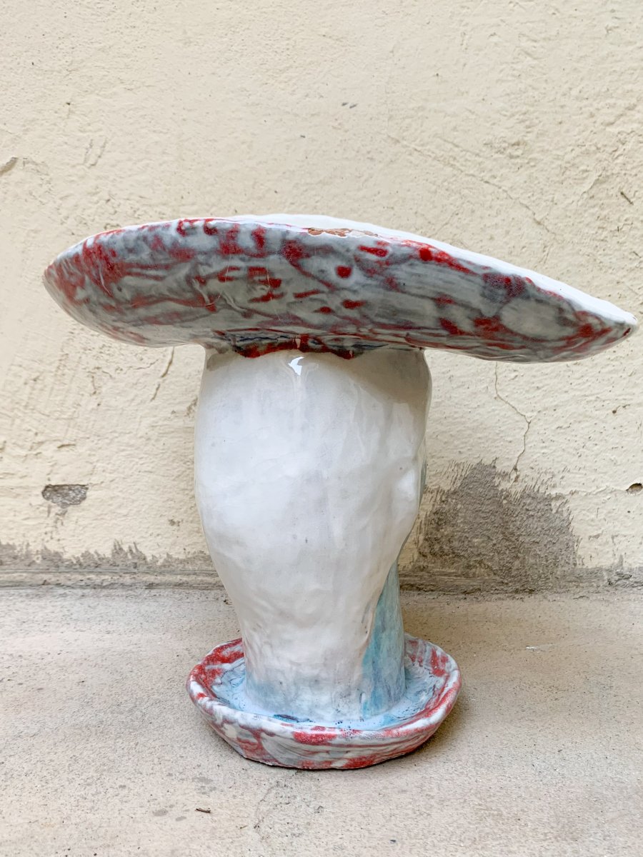 Scultore toscano del Novecento - Donna con cappello, terracotta smaltata -photo-4
