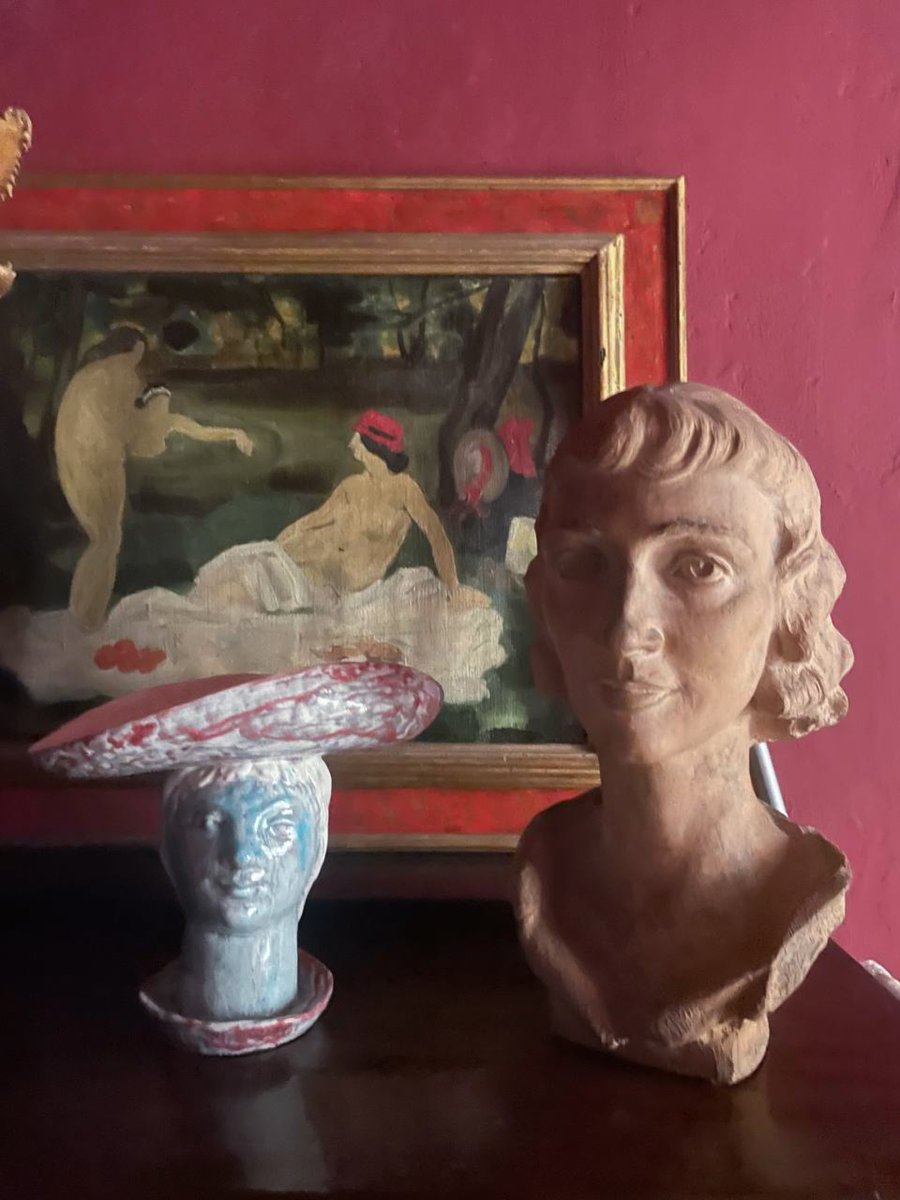 Scultore toscano del Novecento - Donna con cappello, terracotta smaltata -photo-4