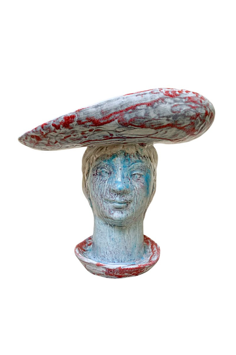 Scultore toscano del Novecento - Donna con cappello, terracotta smaltata -photo-7