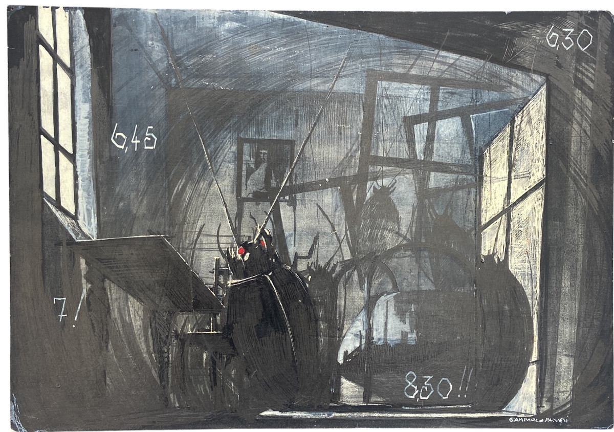 Gianpaolo Pavesi, Insetti architetti in studio.  Bozzetti al recto