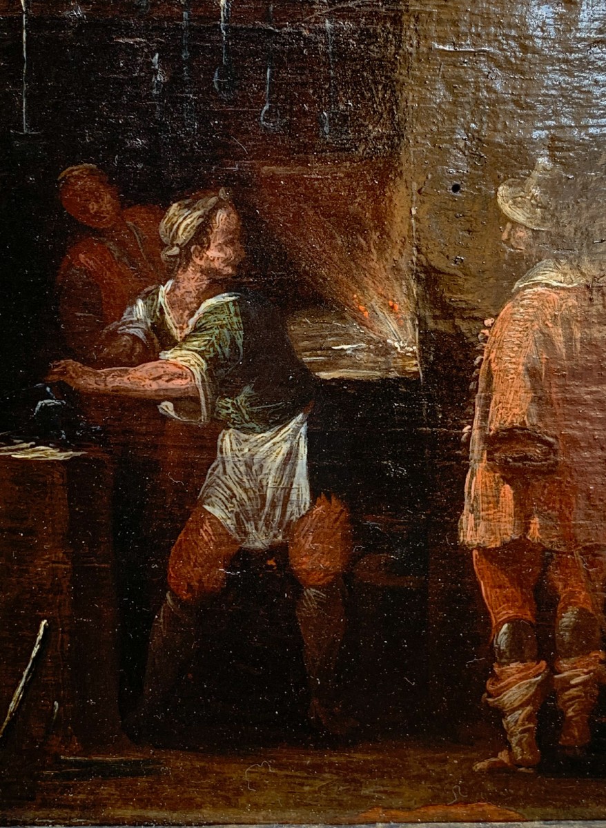 Gentiluomo con spada nella fucina di un fabbro. Italia, prima metà del XVII secolo -photo-2