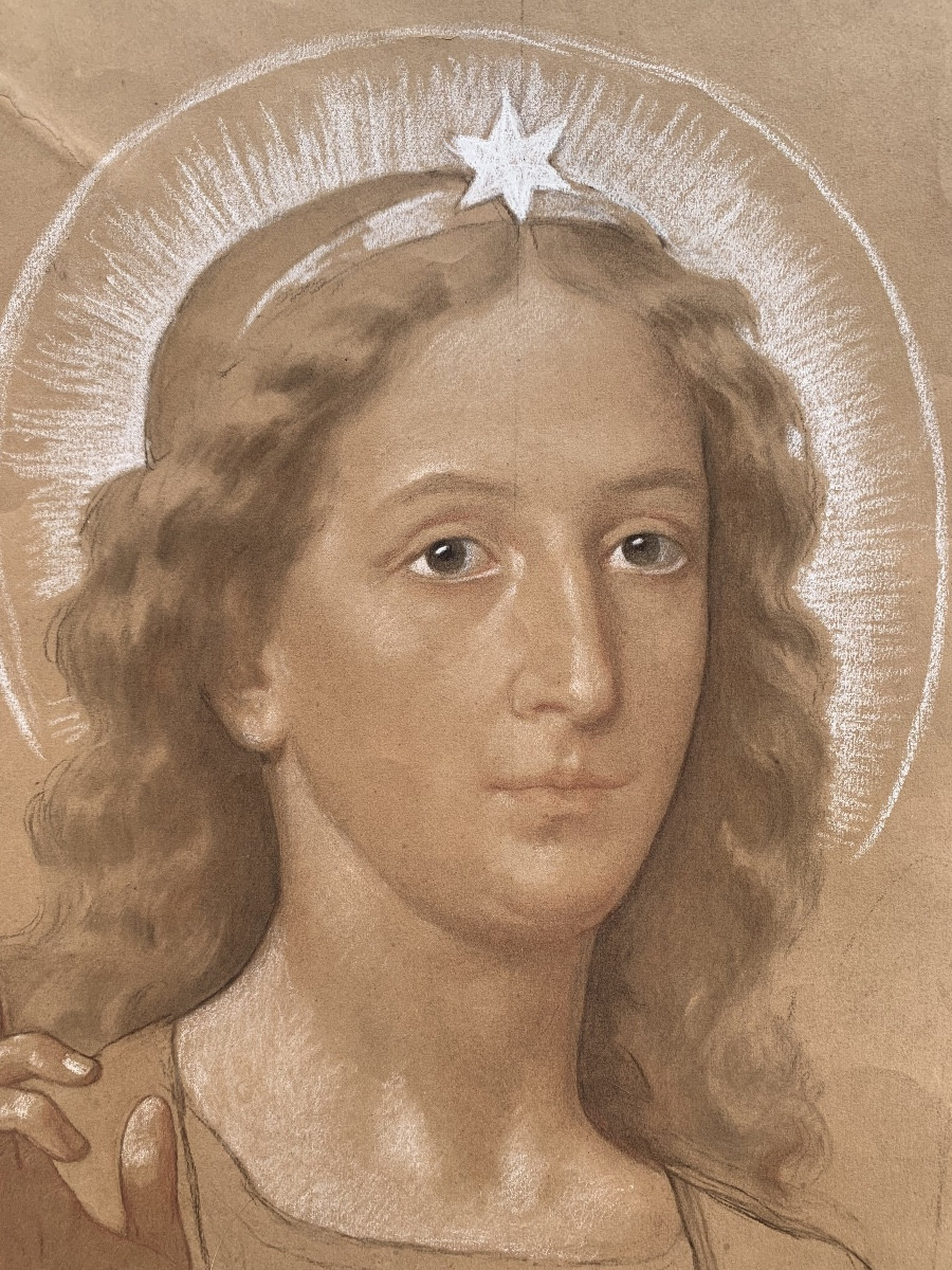 Arcangelo Gabriele. Studio preparatorio firmato da Enrico Reffo (64 x 49 cm)  