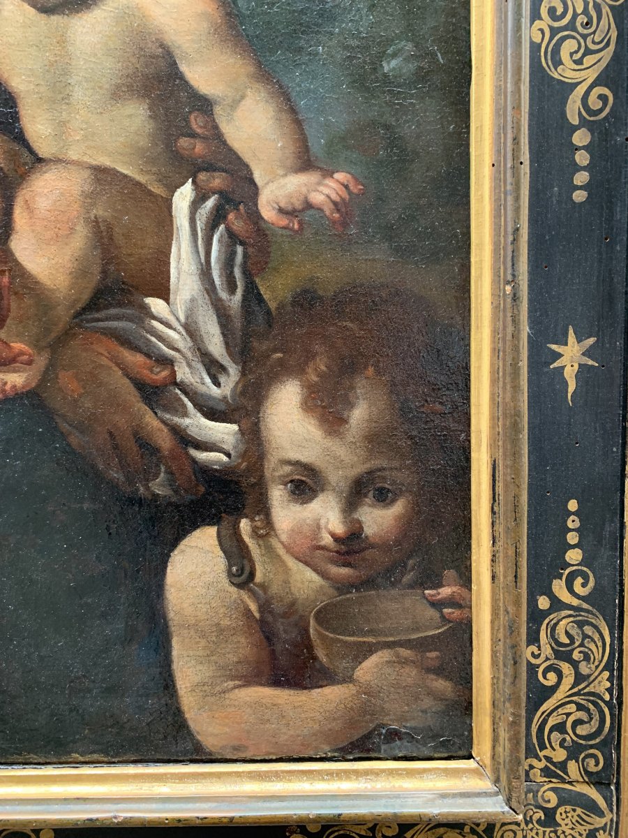 Sacra Famiglia con il piccolo San Giovannino. Scuola bolognese, XVII secolo-photo-2