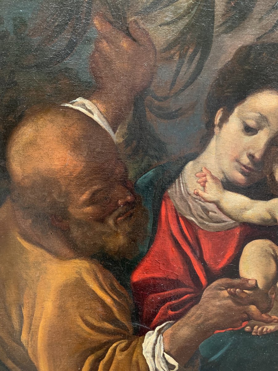 Sacra Famiglia con il piccolo San Giovannino. Scuola bolognese, XVII secolo-photo-3