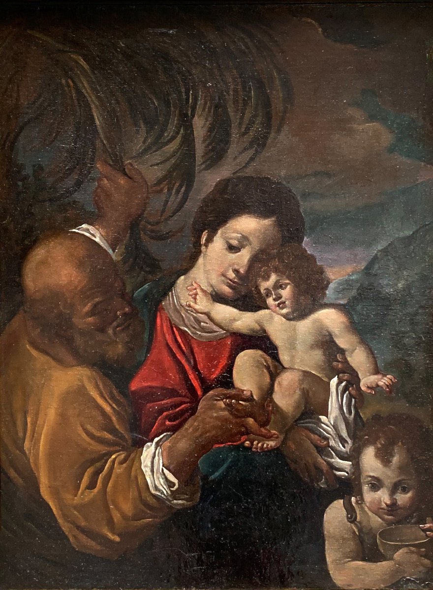 Sacra Famiglia con il piccolo San Giovannino. Scuola bolognese, XVII secolo-photo-4