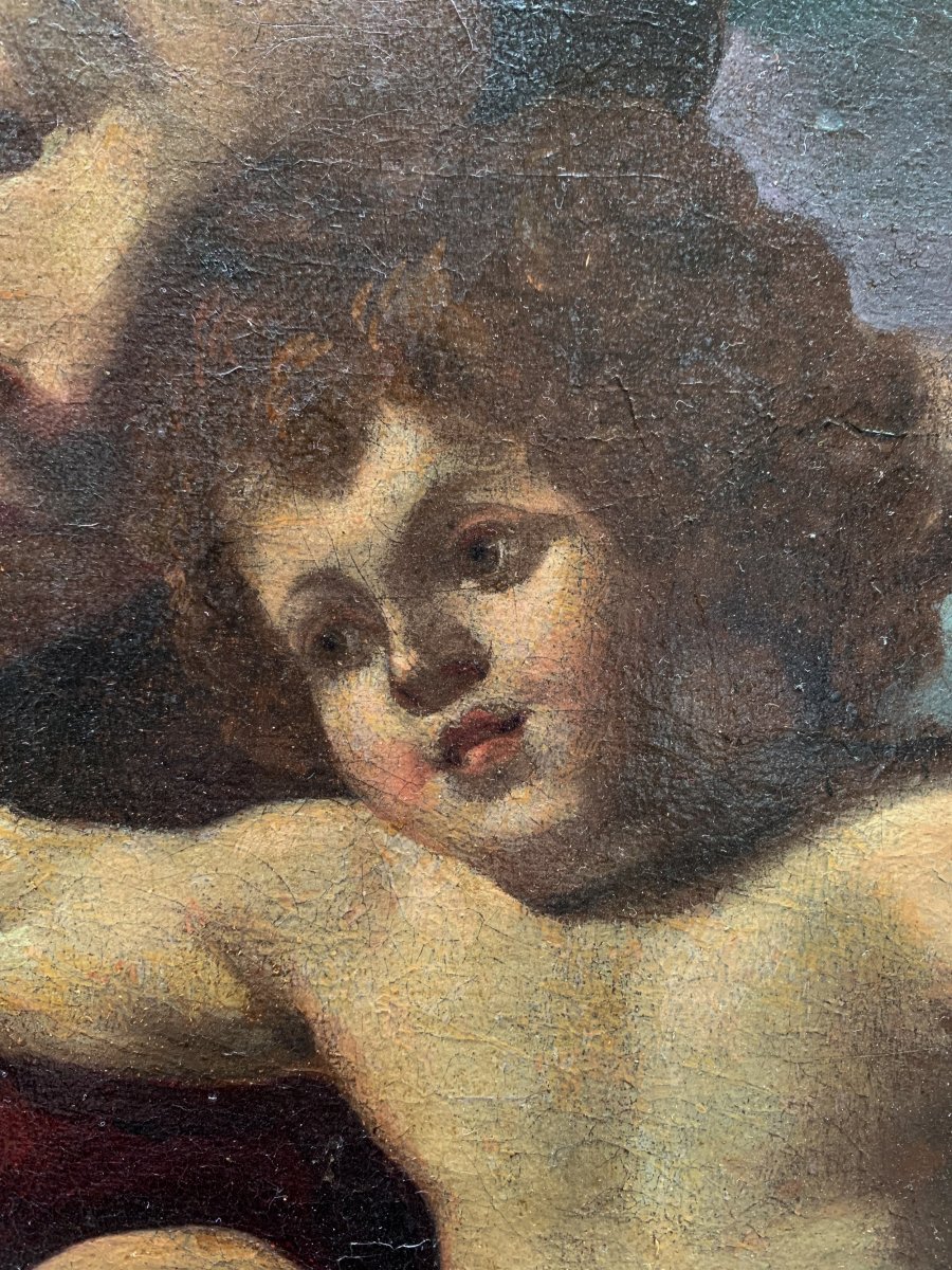 Sacra Famiglia con il piccolo San Giovannino. Scuola bolognese, XVII secolo-photo-6