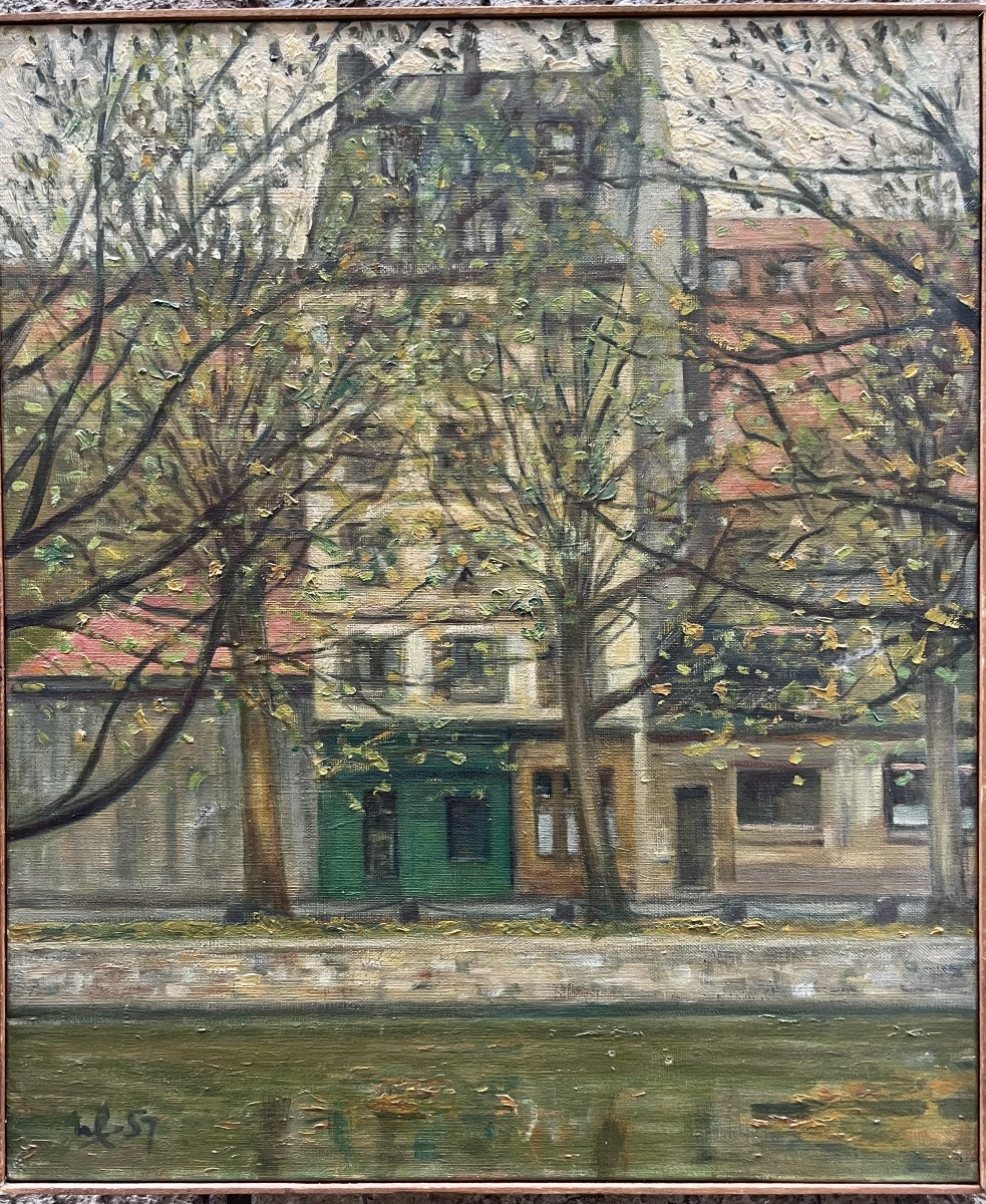 Veduta urbana con le case di Parigi, monogrammata e datata ’57-photo-3