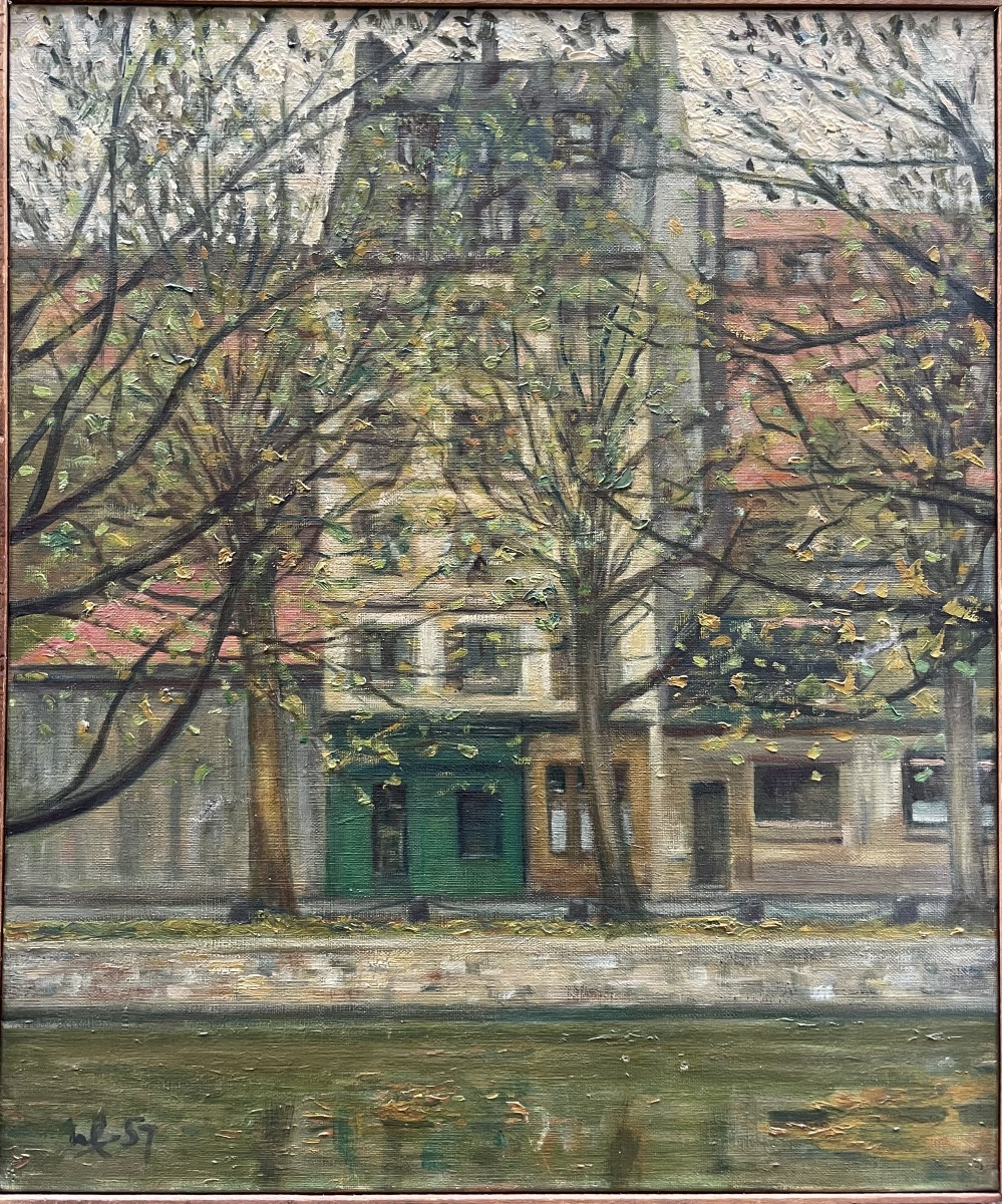 Veduta urbana con le case di Parigi, monogrammata e datata ’57