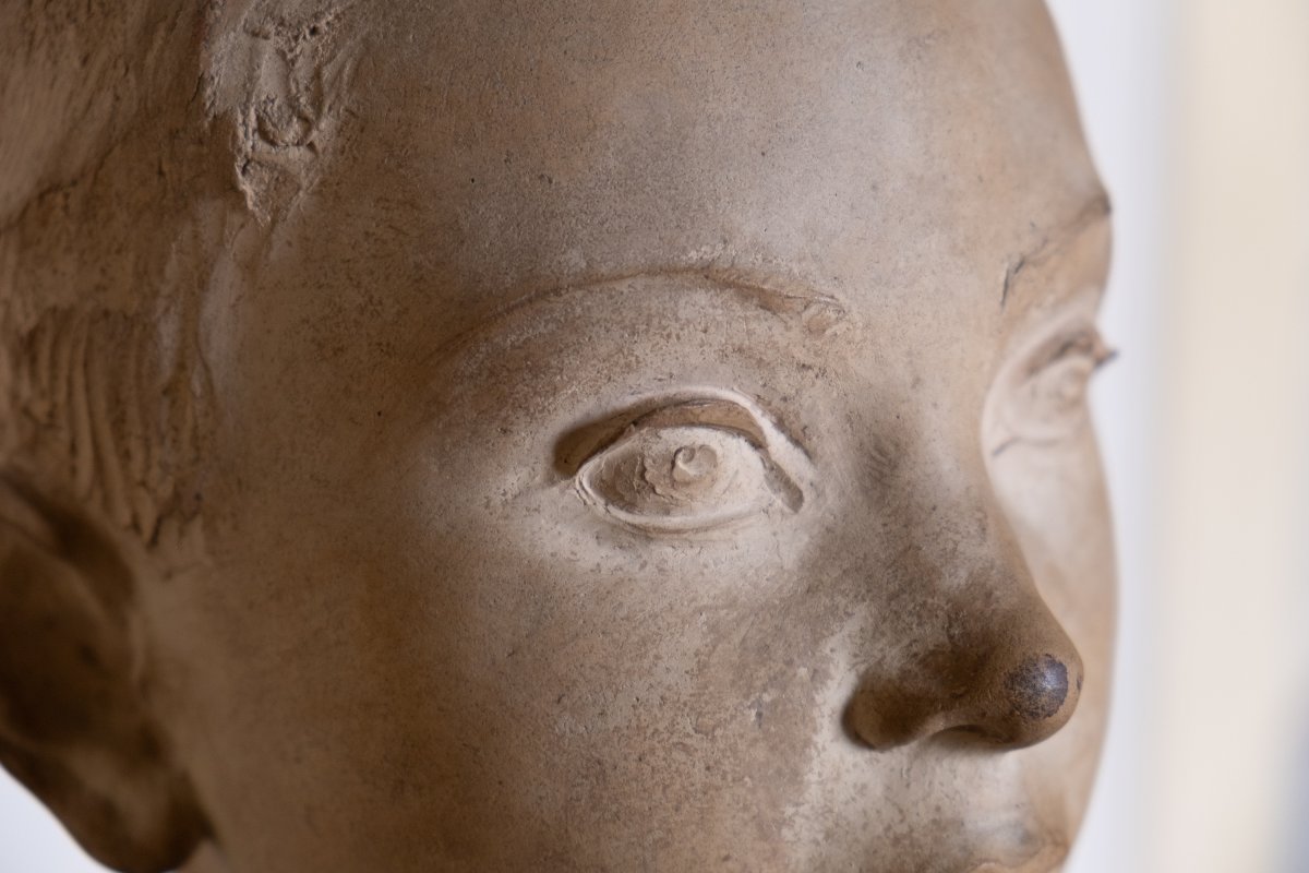 Giorgio Rossi, Testa di giovane ragazzo in terracotta, altezza 31 cm . Anni 1920-photo-2